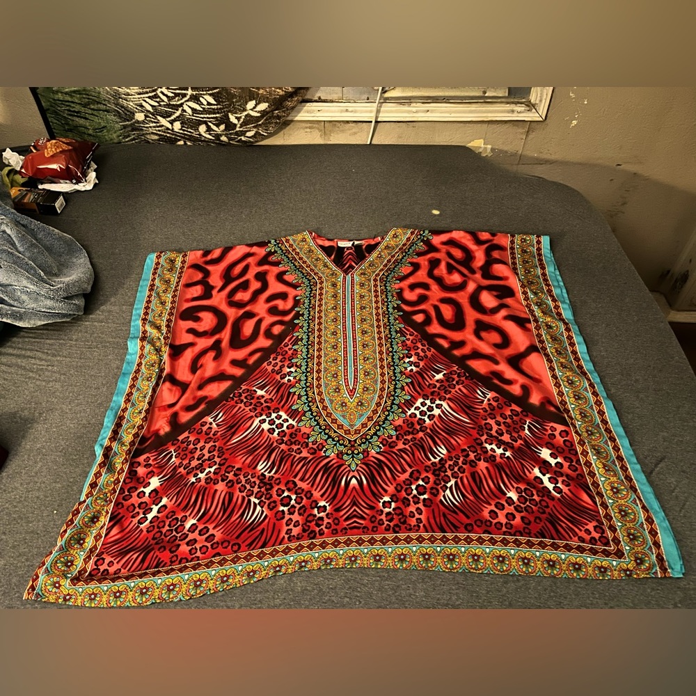 Sante classic vintage kaftan beautiful colorful tunic dress woman’s one size